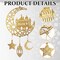 2 Pieces Eid Mubarak Door Sign Wooden Hanging Signs, Ramadan Kareem Hollow Ornament Decorations Moon and Stars, Moon Shape Ramadan Mubarak Party Wood Wall Hanger for Islamic Muslim Home Decor